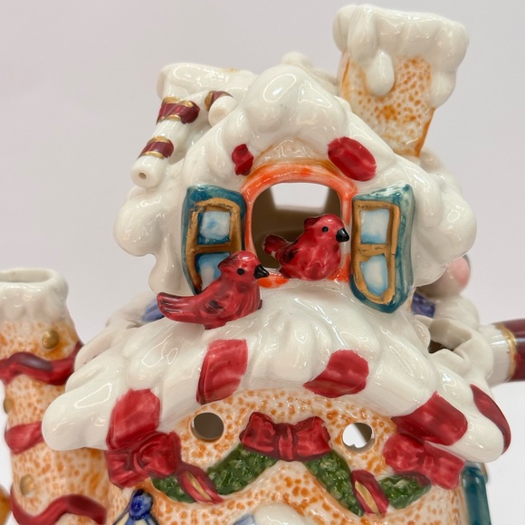 Christmas Tea-light Candle Warmer / Oil Burner Candle Holder Decor Teapot 7.5” - Picture 5 of 6